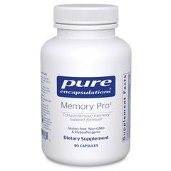 Pure Encapsulations Memory Pro bottle front with capsules for daily focus.