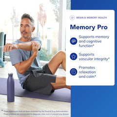 Closeup of Memory Pro capsules highlighting a clean, allergen-conscious formula.