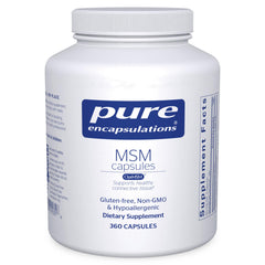Pure Encapsulations MSM bottle showing the product for joint support and tissue health.