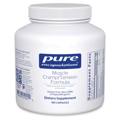 Pure Encapsulations Muscle Cramp/Tension Formula bottle supports occasional cramps.