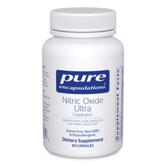 Pure Encapsulations Nitric Oxide Ultra bottle demonstrates cardiovascular support for daily well-being.