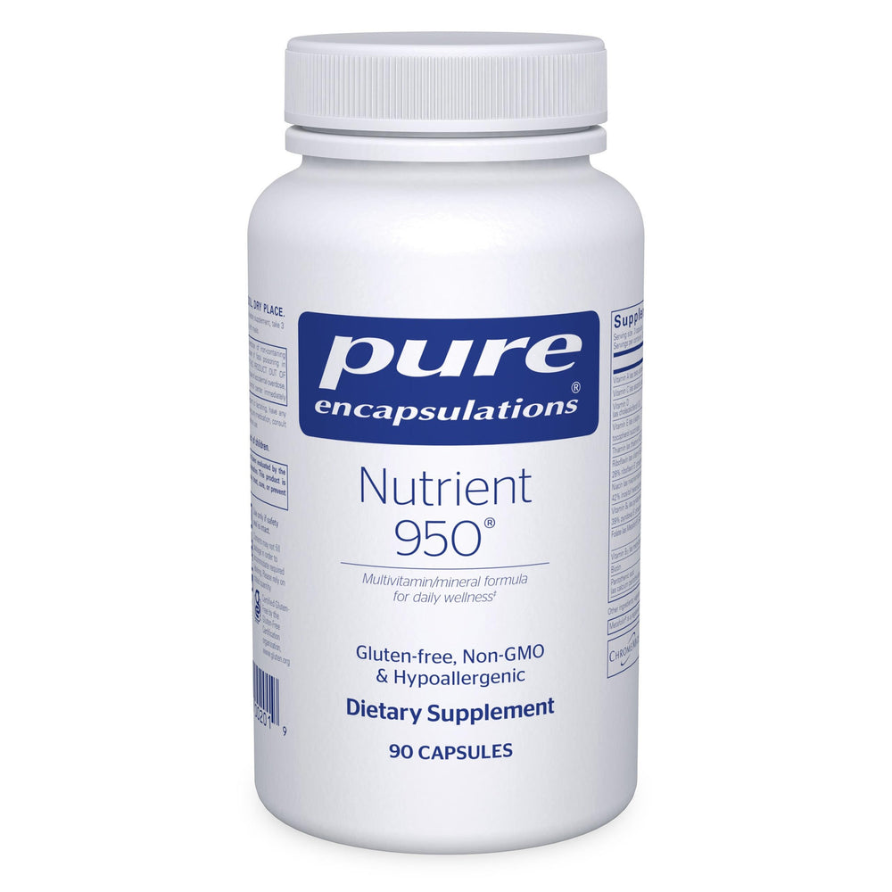 Pure Encapsulations Nutrient 950 bottle on counter for daily multivitamin support