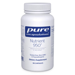 Pure Encapsulations Nutrient 950 bottle on counter for daily multivitamin support