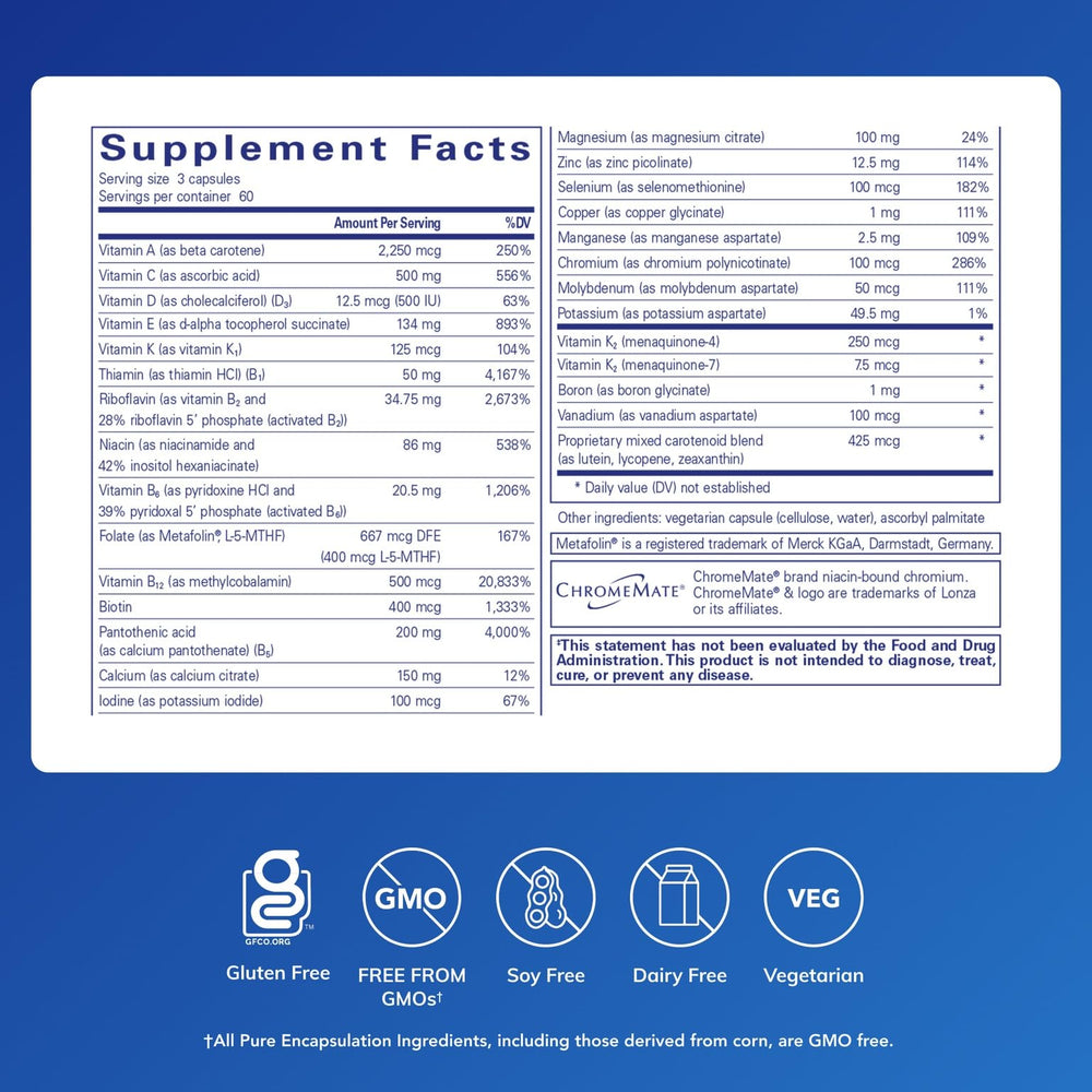 Pure Encapsulations Nutrient 950 capsules close-up shows easy swallowing