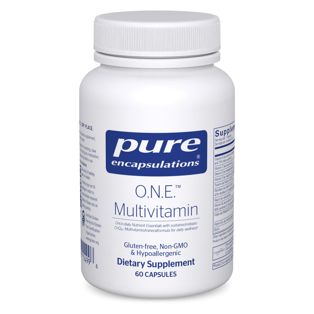 Pure Encapsulations O.N.E. multivitamin bottle close-up for daily wellness support