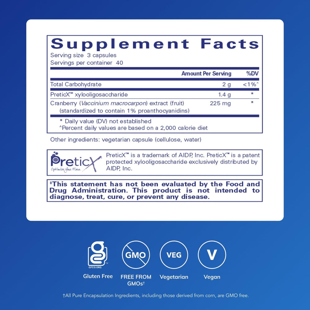 Poly-Prebiotic capsules closeup for easy daily supplementation.