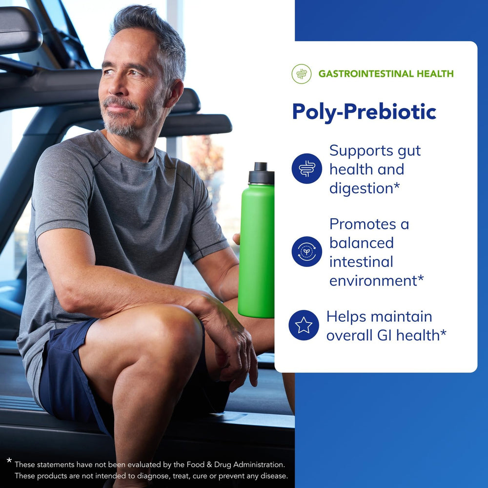 Poly-Prebiotic label detail shows XOS and cranberry blend.