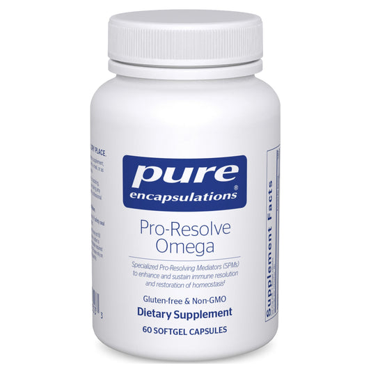 Pure Encapsulations Pro-Resolve Omega bottle close-up highlighting premium omega-3 formula