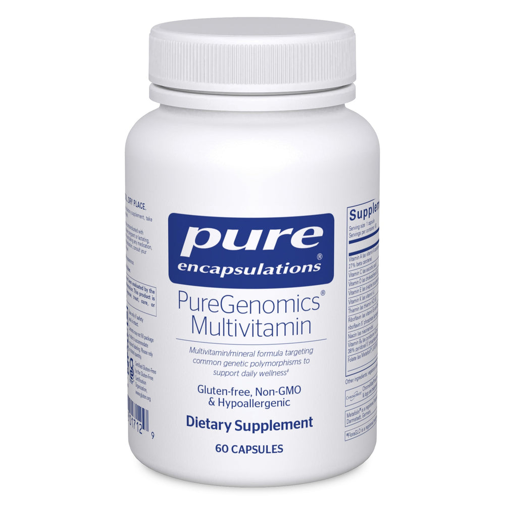 Pure Encapsulations PureGenomics multivitamin bottle supports daily wellness.