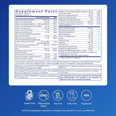 Close view of PureGenomics UltraMultivitamin capsules, may support methylation and cellular health.