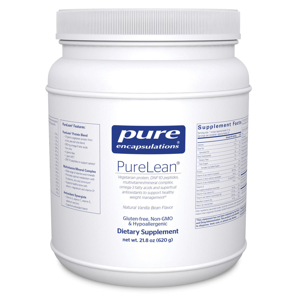 Pure Encapsulations PureLean Protein bottle with vanilla label supporting daily protein intake