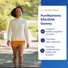 Pure Encapsulations PureNutrients EPA/DHA gummy close-up highlighting texture and lemon-lime taste