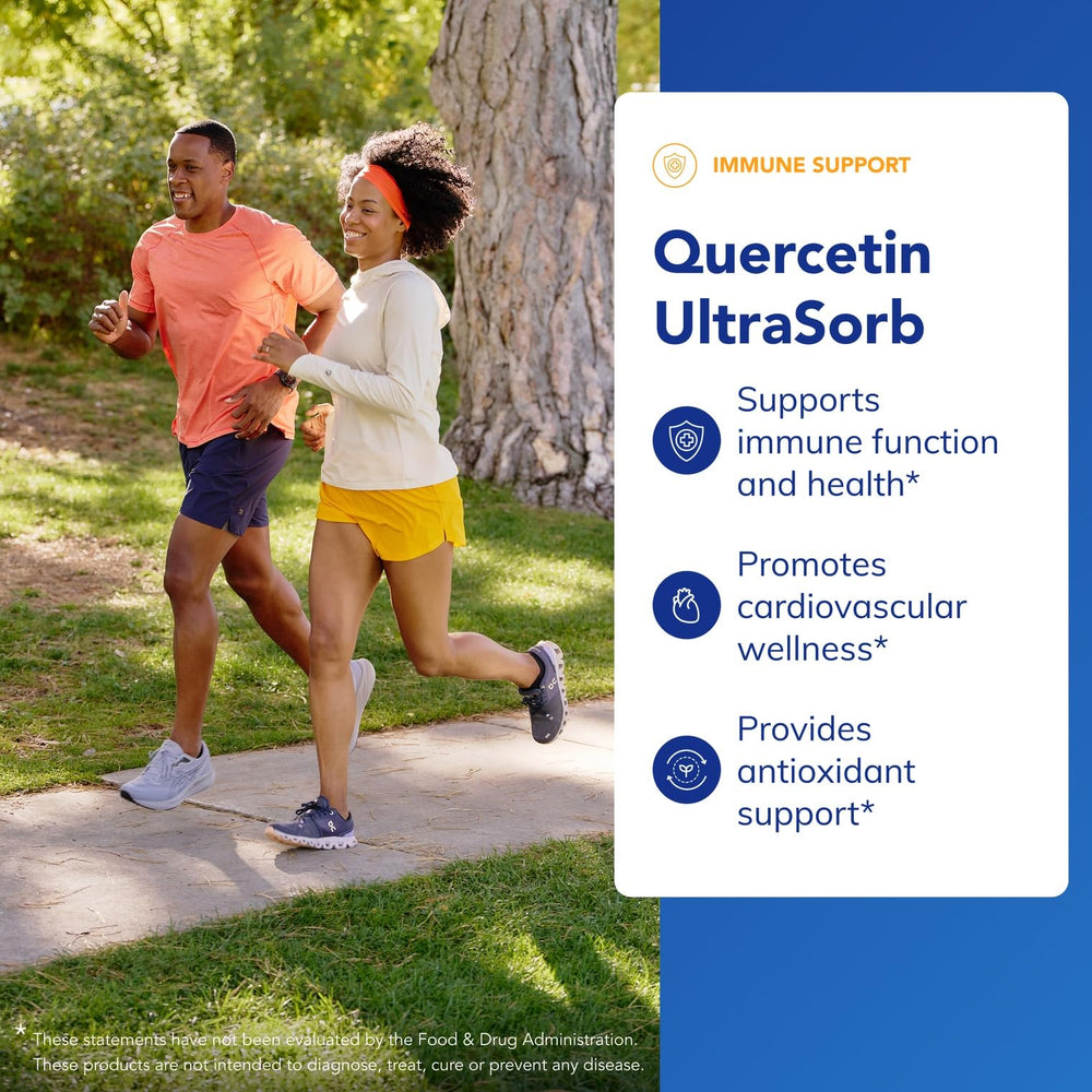 Front label of Quercetin UltraSorb showing allergen-free promise and purity.