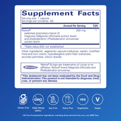 Relora capsules close-up showing plant-based stress support formula.