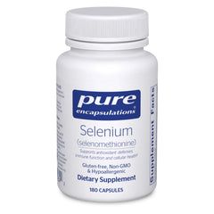 Pure Encapsulations Selenium bottle 180 capsules for immune support and antioxidant defense.