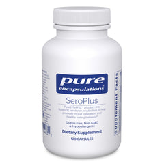 Pure Encapsulations SeroPlus bottle on a desk suggesting calm during daily stress