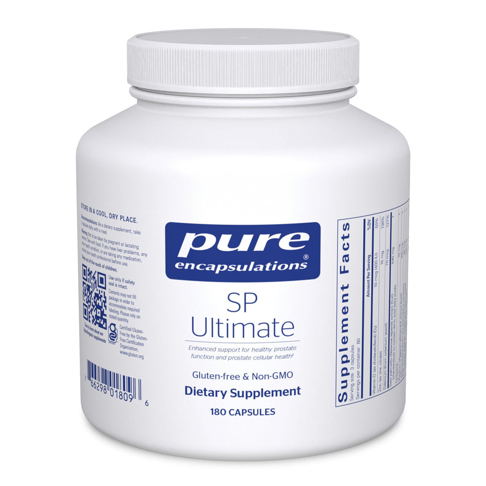 Pure Encapsulations SP Ultimate bottle front with capsules, suggesting prostate support.
