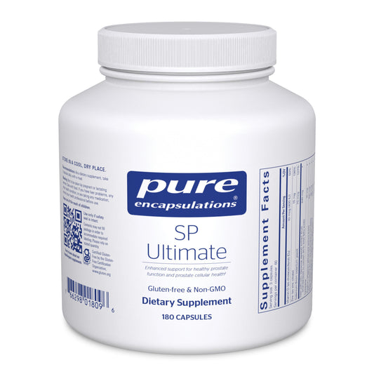 Pure Encapsulations SP Ultimate bottle front with capsules, suggesting prostate support.