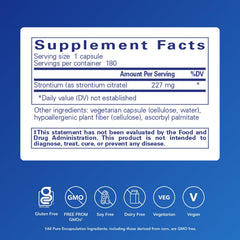 Close-up of Strontium Citrate capsules arranged for daily bone support.