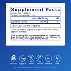 Pure Encapsulations Taurine capsules close-up may support nervous system and vision