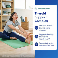 Pure Encapsulations Thyroid Support Complex bottle front highlights non-GMO formula.