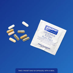 UltraDetox capsules close-up emphasizes easy to swallow daily capsules.