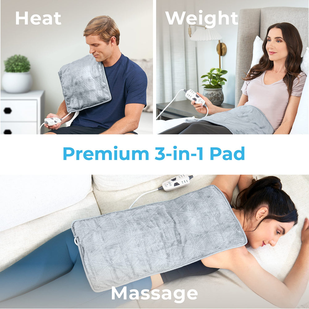 Pure Enrichment WeightedWarmth control panel with 3 heat settings for customizable comfort.