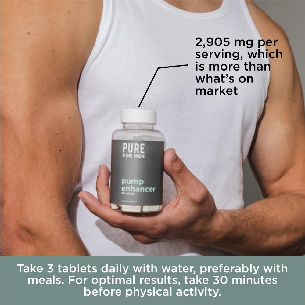 Pure for Men Pump Enhancer serving scoop illustrates precise dosage before training.