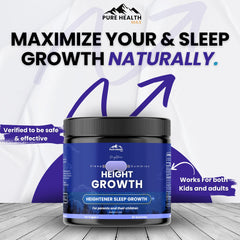 Pure Health Max Heightener kid-taking-gummy scene illustrating family-friendly nightly routine.