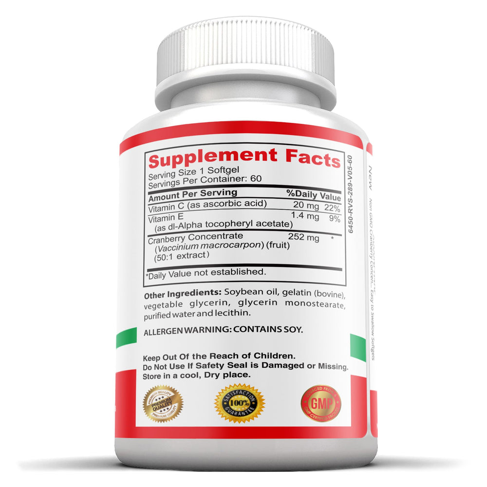 Pure Healthland cranberry capsules with no sugar added for sugar-free supplementation.