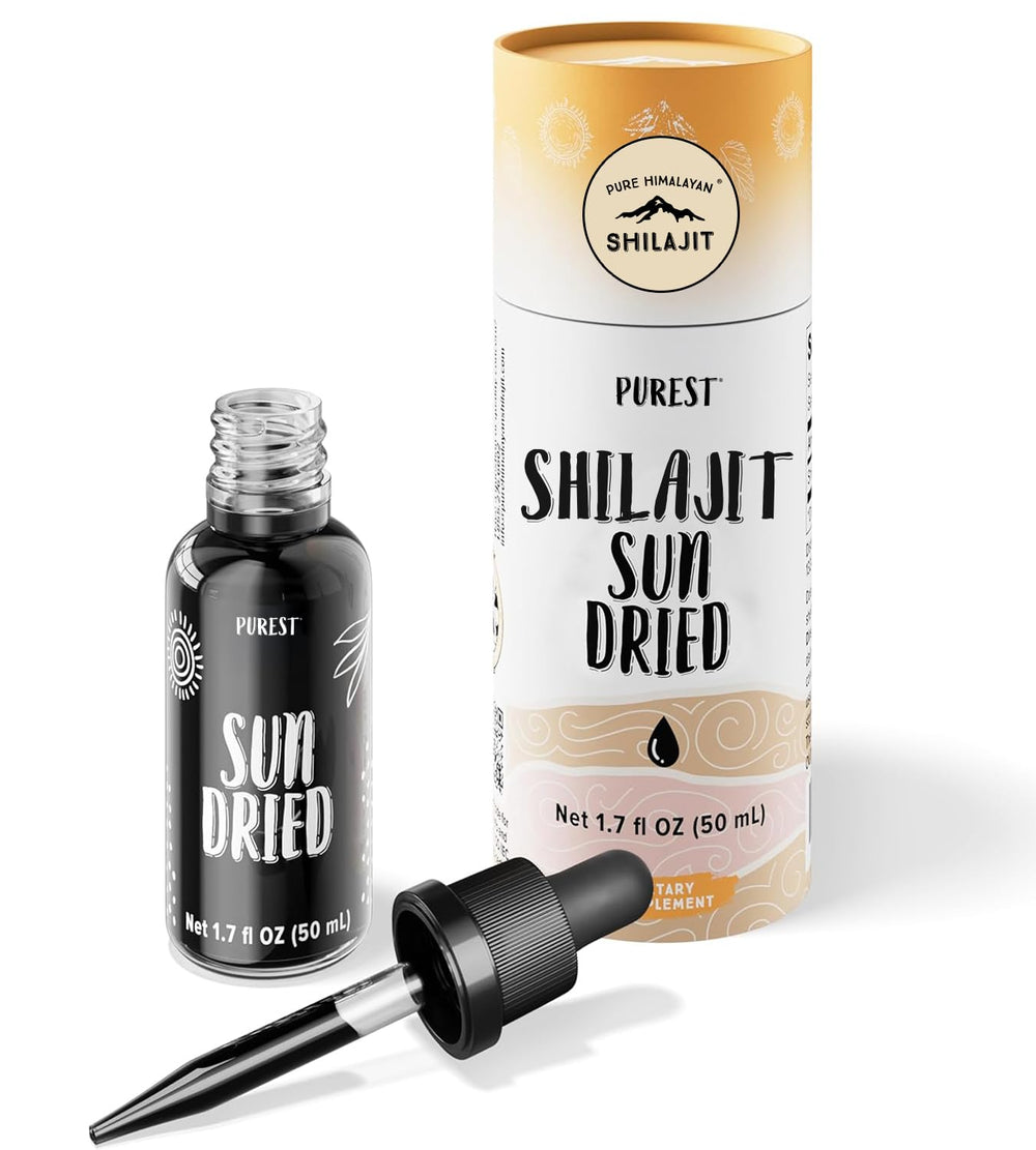 Pure Himalayan Shilajit sun-dried drops bottle for easy dosing and daily wellness.