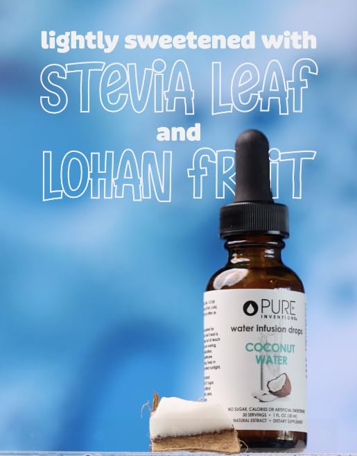 Pure Inventions Coconut Water Infusion Drops coconut-juice extract for natural flavor.