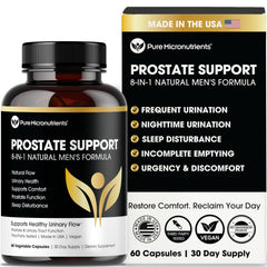 Pure Micronutrients Prostate Health bottle front view highlighting urinary support