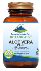 Pure Mountain Botanicals Aloe Vera Plus capsules bottle, supporting daily digestive comfort.