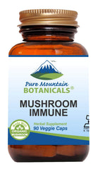Pure Mountain Botanicals Mushroom Immune bottle front with 90 kosher capsules for daily wellness