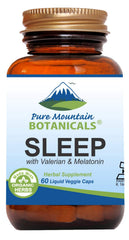 Pure Mountain Botanicals organic valerian chamomile capsules support a calm, natural sleep.