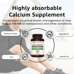Pure Nutrition Natural Treasures Ultra Calcium label emphasizing D3 and K2 for daily wellness
