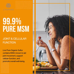 PURE Organic Sulfur Powder pour shows easy-dose format for post-workout recovery