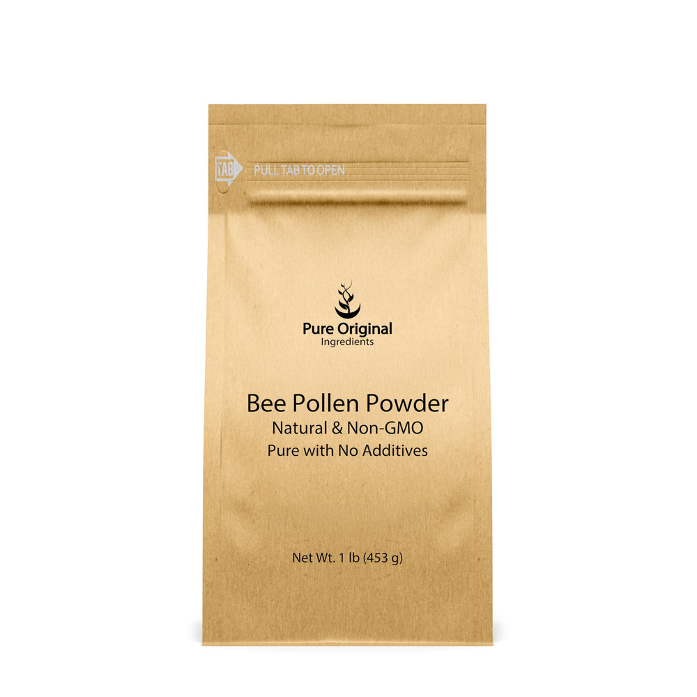 Pure Original Ingredients Bee Pollen Powder bottle on kitchen counter for daily nourishment