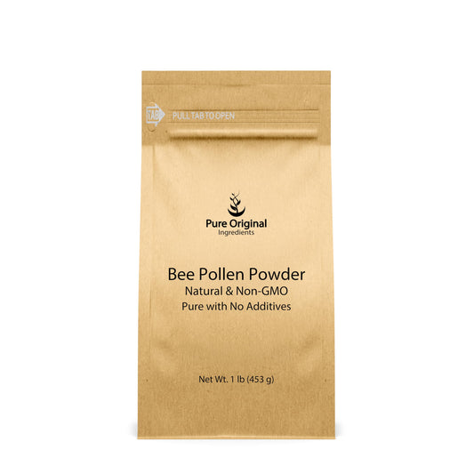 Pure Original Ingredients Bee Pollen Powder bottle on kitchen counter for daily nourishment