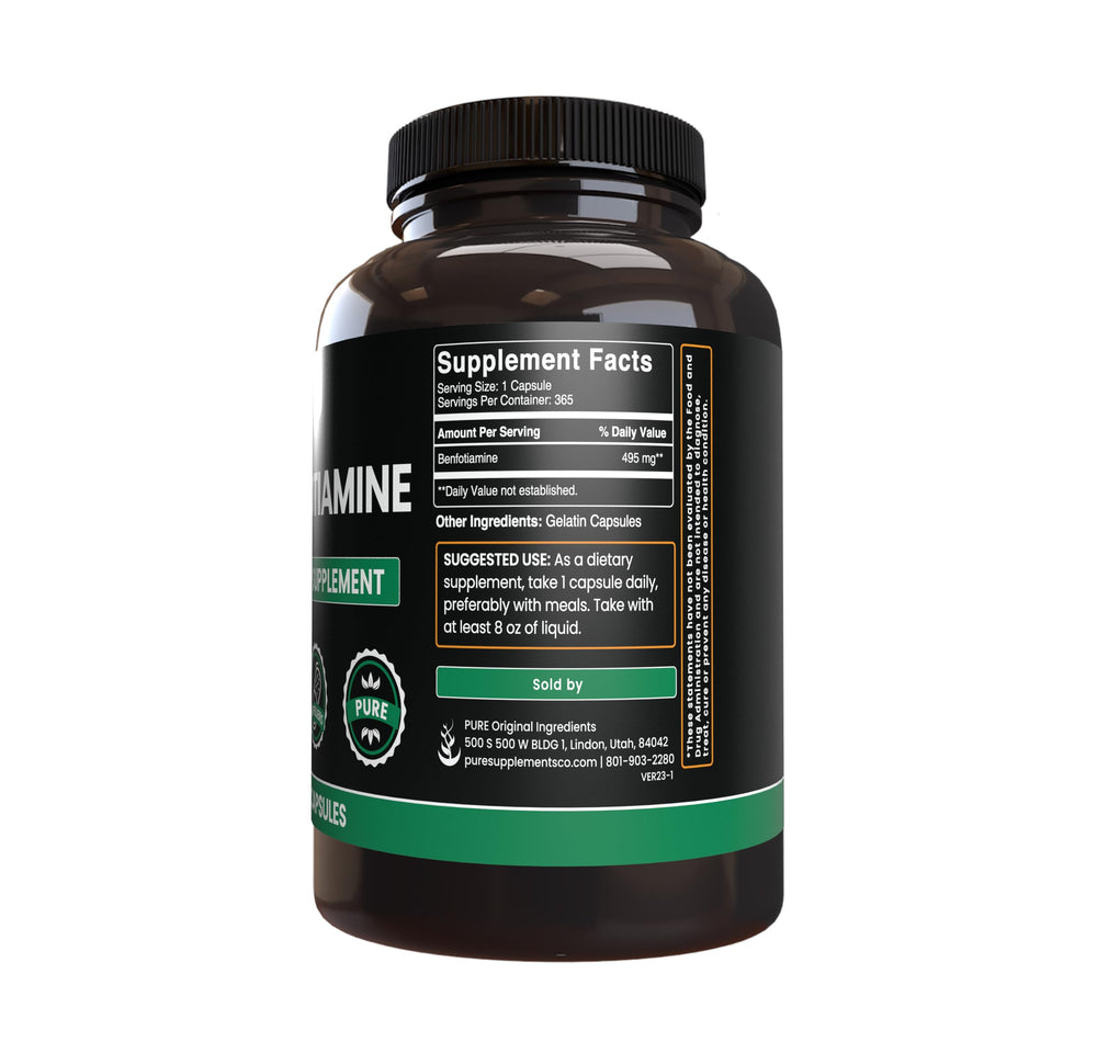 Pure Original Ingredients Benfotiamine label inspection shows no fillers.