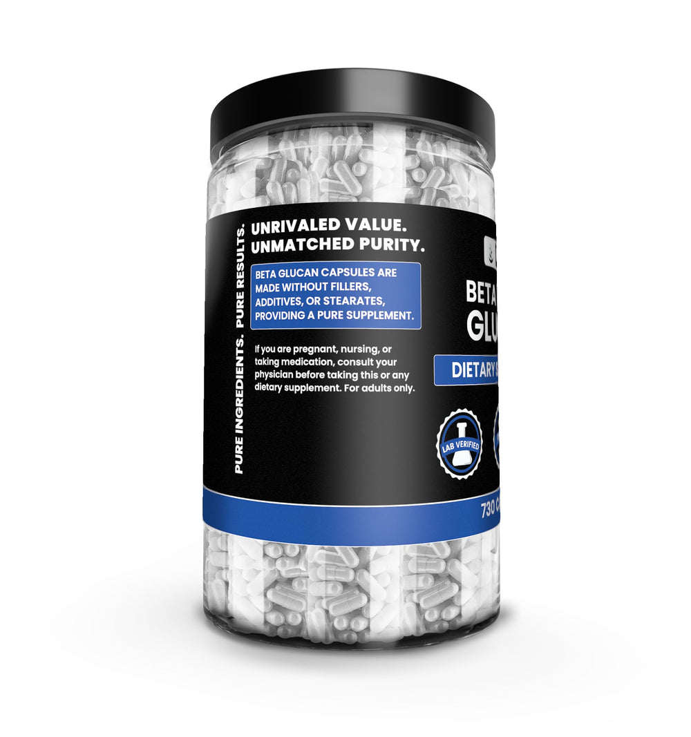 Pure Original Ingredients Beta Glucan label detail highlights clean, filler-free formula.