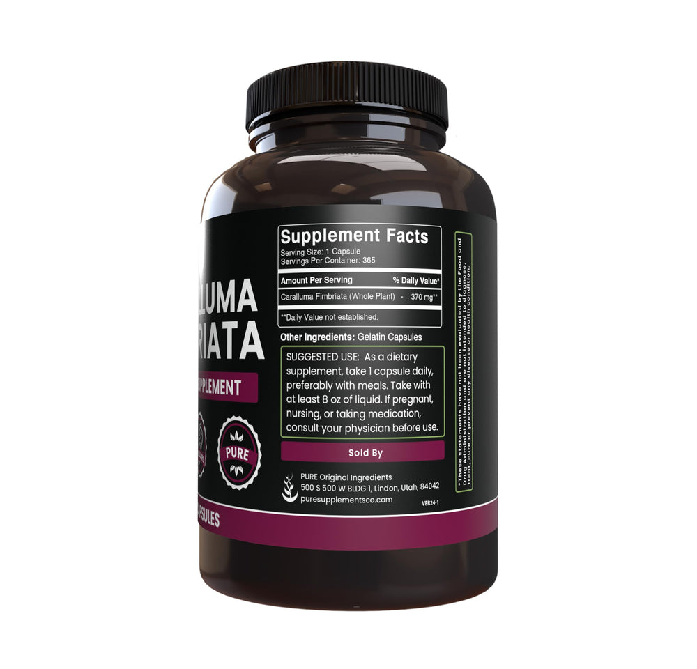 Lab-verified seal on Pure Original Ingredients Caralluma Fimbriata signals quality
