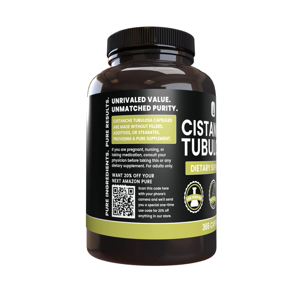 Pure Original Ingredients Cistanche Tubulosa label closeup confirms no magnesium or rice fillers.