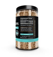 Cordyceps capsules close-up highlighting potency and purity