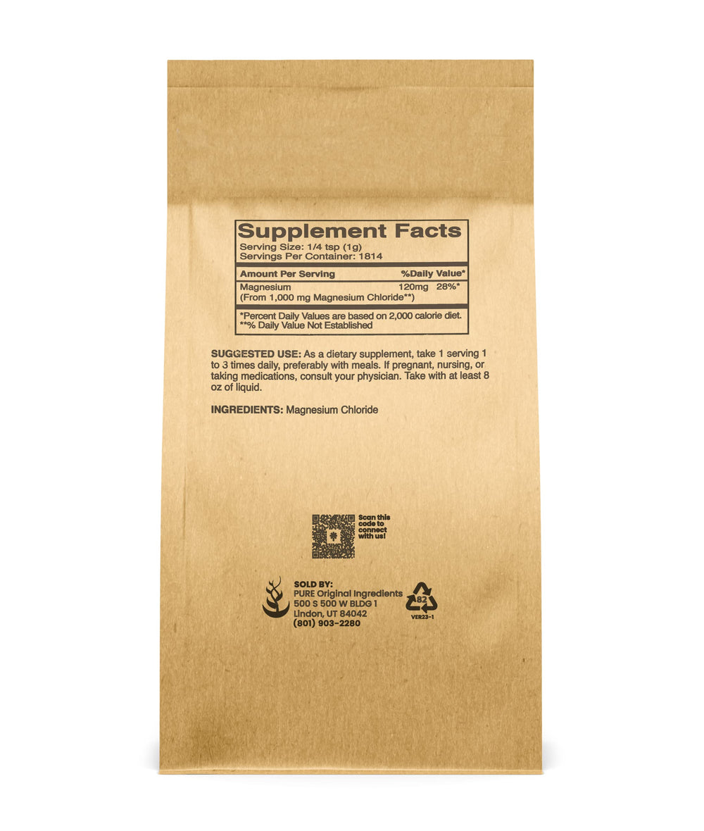 Pure Original Ingredients magnesium chloride crystal powder scoop for easy measuring.
