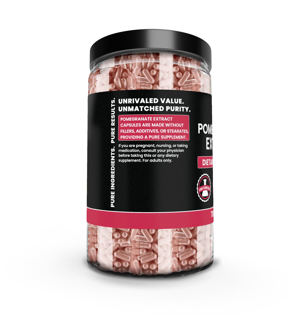 Pure Original Ingredients Pomegranate Extract label close-up highlighting no fillers.