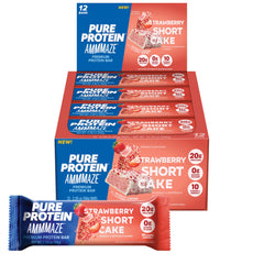 Pure Protein AMMMAZE Strawberry Shortcake Bars pack, convenient energy snack for busy days.