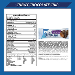 Pure Protein Bars chewy chocolate chip bar close-up showing soft texture and protein boost