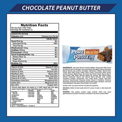 Pure Protein Bars chocolate peanut butter bar close-up for satisfying snack